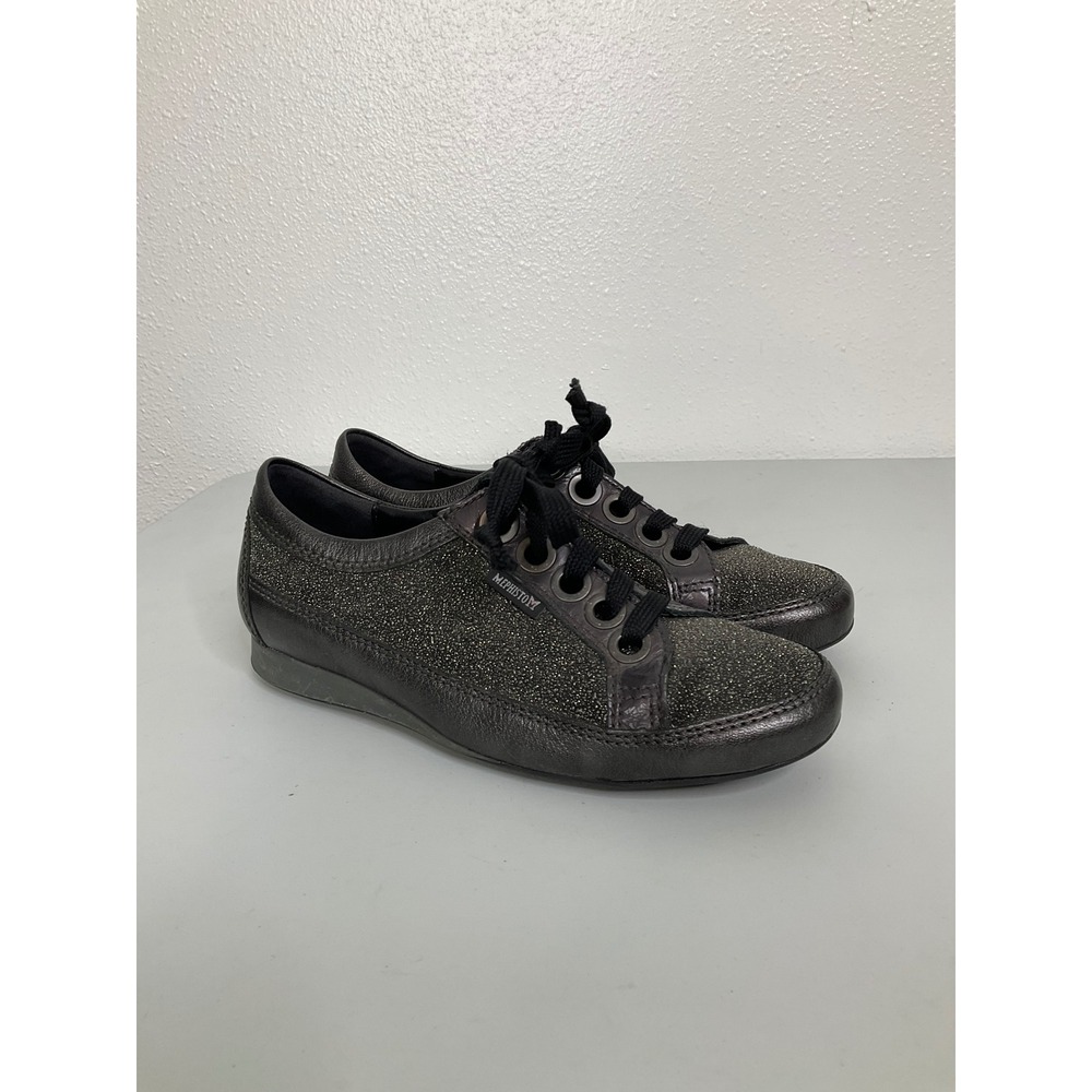 Mephisto Air-Relax‎ Womens 6.5 Black Metallic Shimmer Leather Sneakers